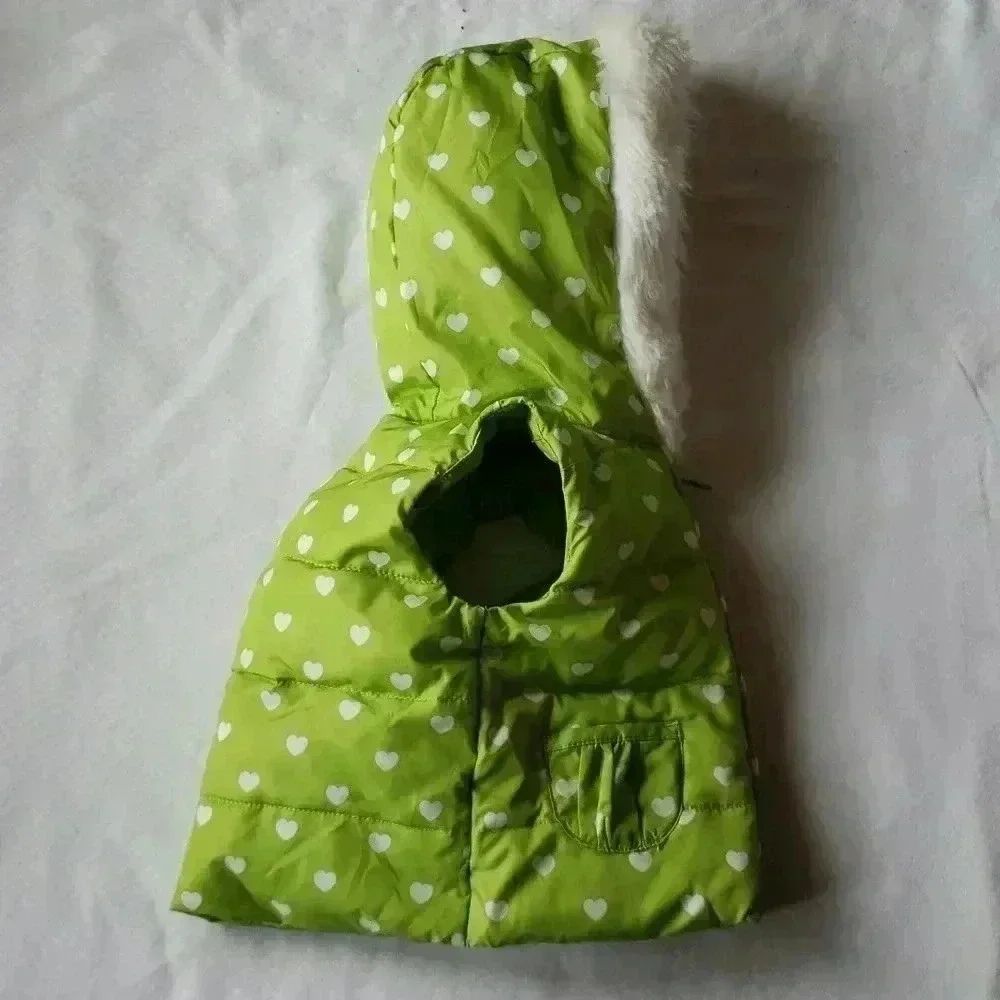 Gymboree‎ Green Vest Hearts and Faux FurTrim Hood 6-12 months